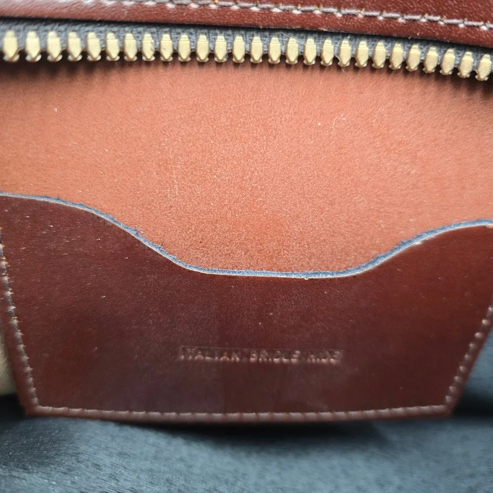 Vintage Italian Bridle Hide Leather Briefcase Slim Portfolio Brown Document Bag
